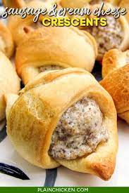 Sausage And Cream Cheese Crescents Only 3 Ingredients Sausage Cream Cheese And Crescent Breakfast Recipes Easy Sausage Crescent Rolls Croissant Appetizers