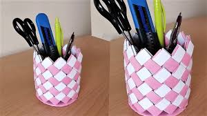 Kagittan Masaustu Kalemlik Yapimi How To Make Paper Pen Stand Pen Holder Youtube