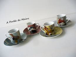 4 Tasses A Cafe Expresso Tasses Animaux Tasses Et Sous Tasses En Porcelaine Signee Magpie Design Anglais Vintage Tableware Glassware