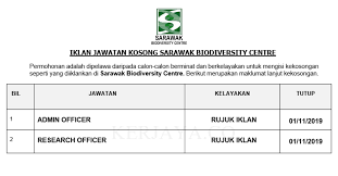 Jawatan kosong 2019 terkini ok? Jawatan Kosong Terkini Sarawak Biodiversity Centre Admin Officer Research Officer Kerja Kosong Kerajaan Swasta