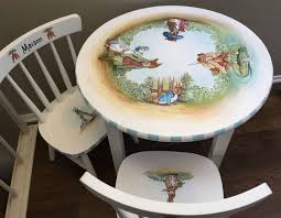 Hand Painted Kids Table And Chair Set Children S Table Etsy Painting Kids Furniture Kids Table And Chairs Childrens Table