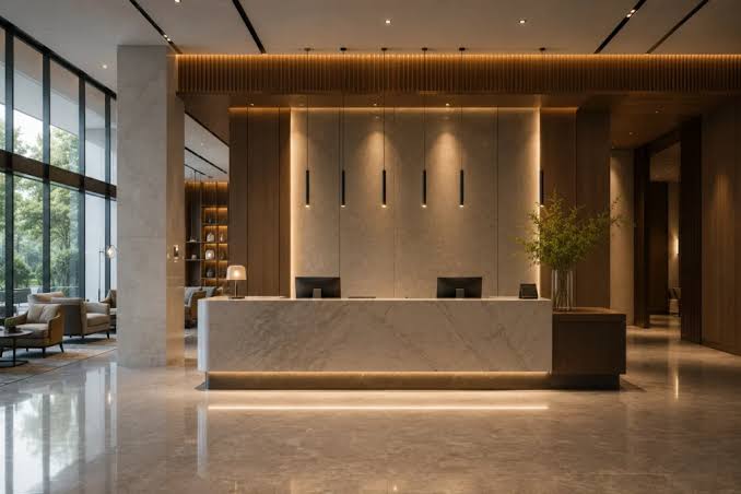 Recepción de hotel para el proceso de check-in, AI generated