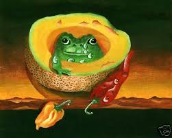 Lee CHRISTOPHERSON Frog in a Cantaloupe Giclee Print