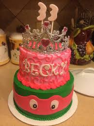 Birthday Cake Ideas For 33 Year Old Woman Because Girls Or 33 Year Old Women Like Ninja Turtles Too Princess Ninja Turtle Cake Anna Birthday Party Tmnt Party Ninja Turtle Cake