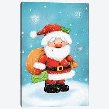 Santa Iii Canvas Print By Makiko Icanvas Homemade Holiday Cards Christmas Paintings Christmas Stickers