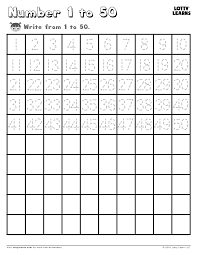 number 1 to 50 lotty learns writing practice kindergarten writing numbers kindergarten kindergarten math numbers