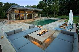 33 Pool Houses With Contemporary Patio Fire Pit Patio Fire Pit Seating Modern Fire Pit