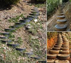 Escaliers De Jardin Selber Bauen 35 Inspirations Gartentreppe Garten Autoreifen Garten