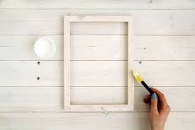 White wash wood picture frame. Wood White Washed Frame Letter Art