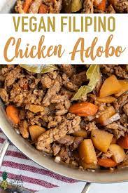 Vegan Filipino Chicken Adobo Gluten Free Ready In 30 Minutes Recipe Vegan Main Dishes Recipes Adobo Chicken