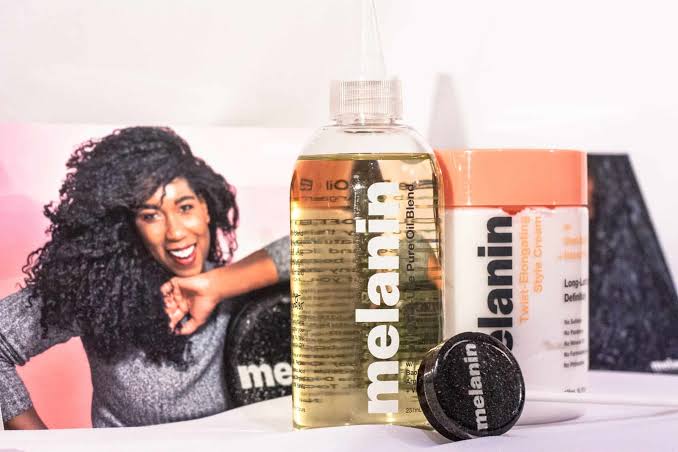 Nourishing products designed for thick, melanin-rich hair, AI generated