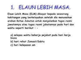 Setiap kerja lebih masa mesti dibayar dengan kadar yang ditetapkan iaitu kerja lebih masa pada hari biasa dibayar 1.5 pada setiap jam bekerja. Ppt Tuntutan Elaun Lebih Masa Elaun Pemangkuan Dan Elaun Penanggungan Kerja Powerpoint Presentation Id 837747