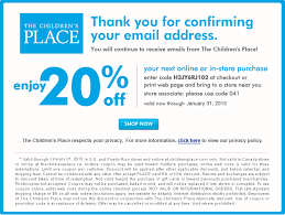 Thank You For Confirming Your Email Address With The Children S Place Printable Coupons Childrens Place Coupons Free Printable Coupons