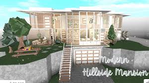 No Large Plot Modern Hillside Mansion Bloxburg 80k In 2021 Unique House Design Mansions House Star