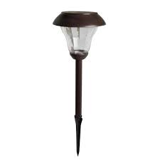 Moonrays Princeton Style Solar Powered 30 Lumen Brown Metal Outdoor Integrated Led Landscape Path Light 2 Pack 91763 The Home Depot
