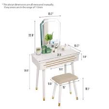 We did not find results for: Elecwish Makeup Vanity Jewelry Dressing Table Set Led Square Mirror Stool Desk W Drawer