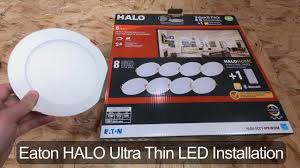 How to install recessed lighting with no attic access or existing wiring! Eaton Halo Ultra Thin Led Light Installation Youtube