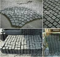 Fan Pattern Meshed G684 Black Flamed Granite Yard Pavers, Natural Split  Paver on Mesh, Grey Black Stone Cobblestone for Landscaping and Garden from  ...