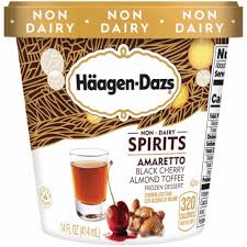 Water, sugar, corn syrup, belgian chocolate, cocoa processed with alkali, soy lecithin, pectin, coffee, vanilla extract. Haagen Dazs Non Dairy Spirits Amaretto Black Cherry Almond Toffee Ice Cream 14 Fl Oz Kroger