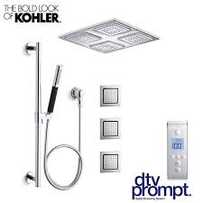 Kohler Dtv Prompt Wthr Sp3 Polished Chrome Luxury Shower System Includes 3 Port Digital Valve Watertile Rain Shower Head Hand Shower 3 Body Sprays And All I Shower Systems Shower Heads Rain