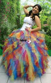 Wholesale 2016 New Sweet 15 Dress Rainbow Color Sequins Tulle Ruffled Organza Quinceanera Ball Gown 069 Free Rainbow Dress Quinceanera Dresses Sweet 15 Dresses
