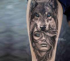 Check spelling or type a new query. Pretty 2 Colors Realistic Tattoo Style Of Wild Girl With Blue Eyes Done By Tatt Blue Colors Indian Girl Tattoos Wolf Tattoo Sleeve Wolf Girl Tattoos