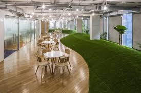 Green Office Spaces Simulate Parks To Promote Productivity And Well Being Modern Office Design Modern Interior Design Green Office