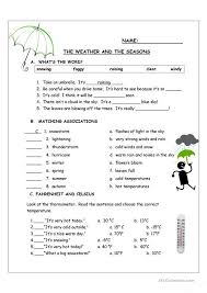 This Is A Great Assessment For Weather And The Seasons I Like That It Incorporates Math Into Weather Worksheets Seasons Worksheets English Worksheets For Kids