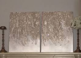 Set Of 2 Abstract Glitter Paintings Glitter Wall Art Gold Art Painting Winter Wall Art