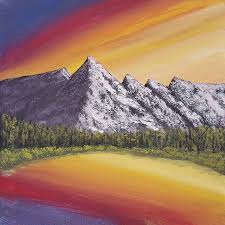 Mountain Lake At Sunset Brian Sloan Paintings Il Pennello D Oro Art Paintings Prints Landscapes Nature Lakes Ponds Artpal