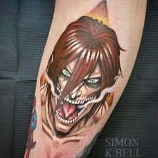 African Anime Girl On Twitter Simon Is An Amazing Tattoo Artist How Cool Is This Titan Eren Piece He Did Check Out His Work If You Are Seriously Thinking Of An Anime It was luck that not a soul knew that she was the female titan yet, minus zack of course but he wasn't going to. african anime girl on twitter simon