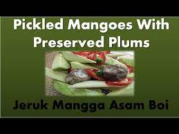 Pastinya anda sedang terliur melihat gambar resipi jeruk mangga asam boi mudah dan senang ini kan. Malaysian Food Pickled Mangoes With Preserved Plums Jeruk Mangga Asam Boi Youtube