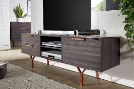 Wohnling Lowboard 160 Cm Smoke Gray Wl5 614 Aus Akazie Massivholz Und Pulverbeschichtetem Stahl Holz Fernsehtisch Wohnzimmer