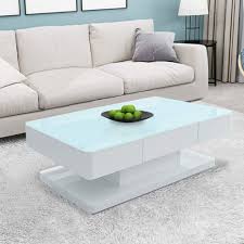 We carry millions of home products with free shipping from furniture and decor to lighting and renovation. Clipop High Gloss White Coffee Table 8 Mm Tempered Glass Top Living Room Side Table With 2 Storage Drawers For Home Office Furniture 100 X 60 X 35 Cm Clear Top Buy Online