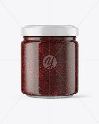 Clear Glass Jar With Raspberry Jam Mockup In Jar Mockups On Yellow Images Object Mockups