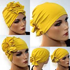 Mutze In Trendy Turbanstyle Corn Yellow Chemo Hat Chemo Headgear Chemo Headscarf Head Collar Design Turban Chemo Hat Head Scarf Turban