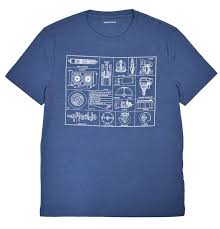 Banana Republic Mens Short Sleeve Car Diagram Graphic Tee