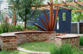 Recycled Red Bricks And Pavers Used In This Garden Seating Backyard Fences Garden Fence Brick Fence