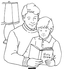 Father And Son Reading The Bible Coloring Page For Kids Printable Coloring Pages For Kids Gif Fathers Day Coloring Page Bible Coloring Pages Christian Coloring