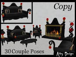 As a neutral color black goes with pretty much any other tone. Second Life Marketplace Gothic Black Velvet Living Room Set