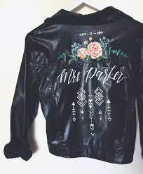 Hand Painted Leather Wedding Jacket Brides Leather Jacket By Foxandsparrowdesign Hochzeit Jacke Klassisches Hochzeitskleid Lederjacke