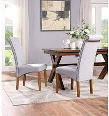 Tenretni Kitchen And Dining Seating Linen Upholstered Parsons Chair Fabric Dining Chairs Dining Chair Upholstery High Back Dining Chairs
