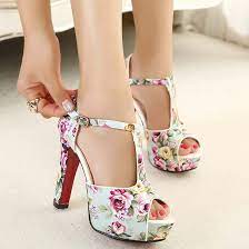 They are embroidered with multicolored sequins. Womens Flower High Heel Sandals Print Ankle Strap Pumps Heel Ankle Strap Woman Shoe Pink 10 Shoes Women