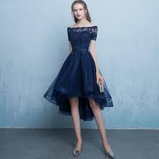 Dark Blue Lace Tulle Short Prom Dress High Low Evening Dress From Dress Idea Prom Dresses Blue Dark Blue Prom Dresses High Low Evening Dresses