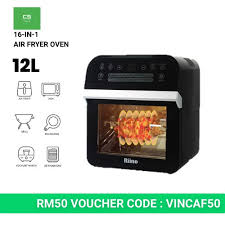 Buy riino air fryers malaysia ? Riino Air Fryer Oven 12l Capacity With 16 Preset Menu Free 10 Accessories