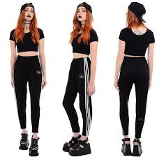 Check out our health goth selection for the very best in unique or custom,. Vintage 90s Black Adidas Sporty Health Goth Rave Hip Hop Athletic 53 Liked On Polyvore F Health Goth Fashion Health Goth Outfits Womens Workout Outfits