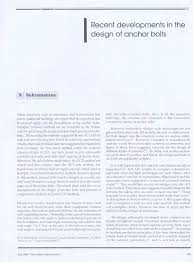 Bolt transverse shear stress, f(v) = v/ ar. Pdf Recent Developments In The Design Of Anchor Bolts