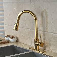 Choose from our from wide selection of kitchen taps and sprayers, designed to match any sink style and fit any space. Columbine Gold Finish Kitchen Sink Faucet With Pull Out Sprayer Funitic