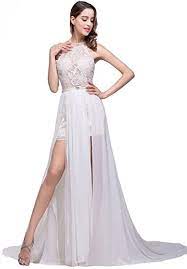 Auch accessoires kommen jetzt à la coco chanel daher. Unbekannt Neu Brautkleid Sommer Strand 34 42 Braut Kleid Hochzeit Schleppe Offener Rucken Amazon De Bekleidung