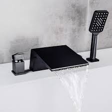 Shop our selection of bathtub faucets in the bath department at junoshowers. Deck Mount Roman Tub Faucet With Sprayer Waterfall Bath Mixer Tap Black Chrome Roman Tub Faucets Tub Faucet With Sprayer Faucet